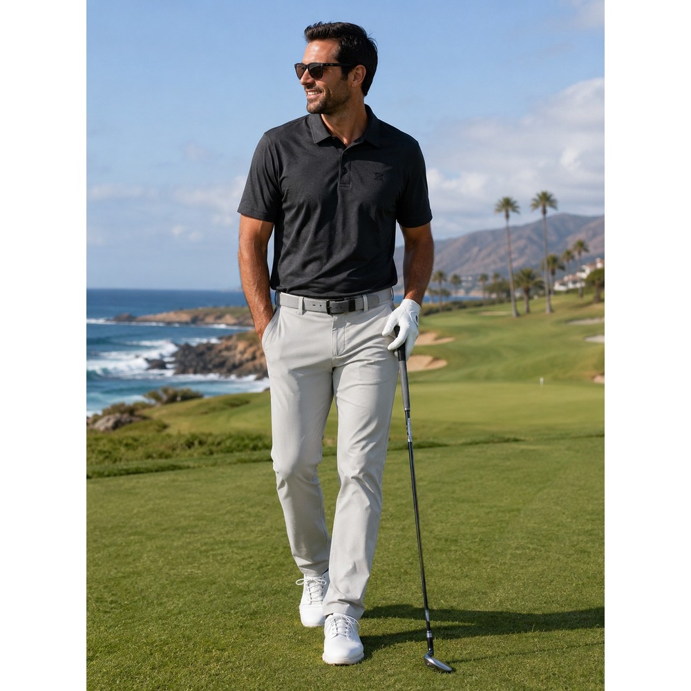 Travis Matthew Mens Performance Golf Pants Gray Straight Leg 5-Pocket Stretch